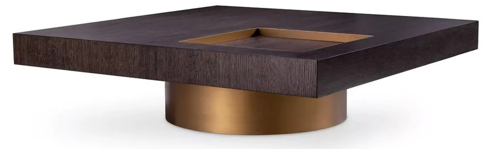 Casa Padrino table basse de luxe moka / laiton 110 x 110 x H. 31 cm - Table de salon carrée - Meuble de salon - Meuble bois massif - Meuble de luxe - Ameublement de luxe Super-Preis