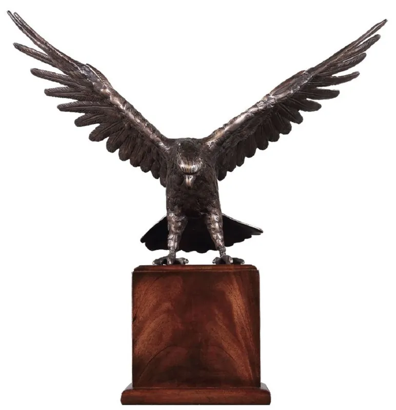 Casa Padrino sculpture décorative de luxe aigle bronze / marron 40 x 20 x H. 37 cm - Sculpture décorative en bronze avec socle en bois - Figure décorative en bronze - Décoration de bureau Sichere Zahlung