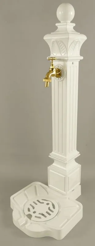 Neu Im Sortiment Casa Padrino colonne d'eau de jardin Art Nouveau blanc / or 33 x 29 x H. 83 cm - Pompe à eau nostalgique en aluminium avec robinet en laiton - Accessoires de Jardin Baroque & Art Nouveau