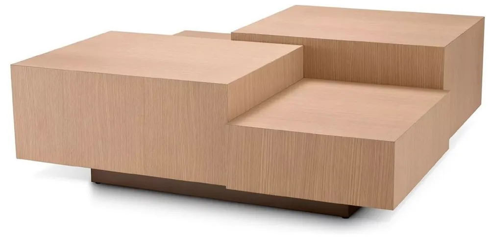 Wochenendangebot Casa Padrino table basse de luxe naturel / bronze 114 x 114 x H. 40 cm - Table de salon carrée - Meuble de salon - Meuble bois massif - Meuble de luxe - Ameublement de luxe
