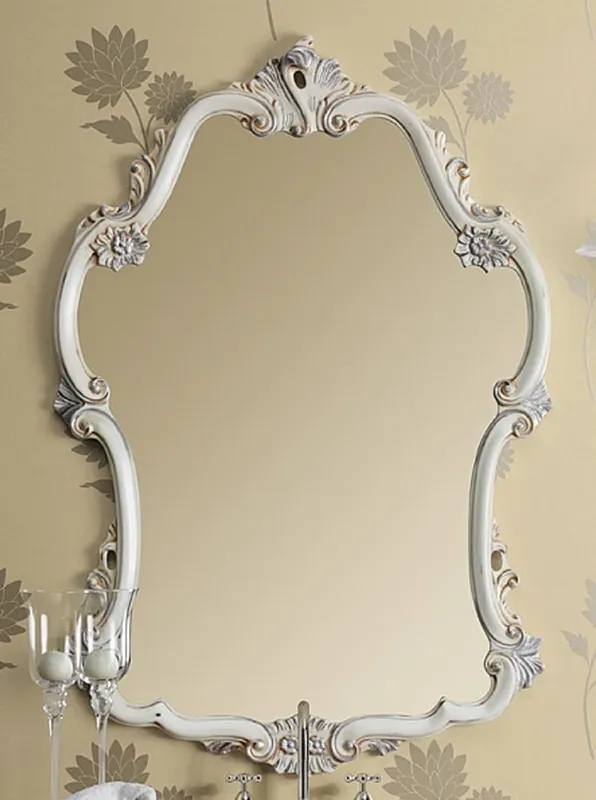 Casa Padrino Miroir Baroque de Luxe Blanc / Argent - Magnifique Miroir Mural de Style Baroque Italien - Meuble de Style Baroque de Luxe - Qualité de Luxe - Fabriqué en Italie Letzte Chance
