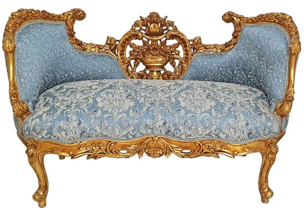 Casa Padrino canapé baroque bleu clair / or - Magnifique canapé de salon de style baroque - Meuble de salon de style baroque - Meuble baroque - Ameublement baroque Angebot
