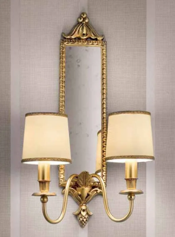 Echt Casa Padrino applique murale double baroque de luxe avec miroir or / ivoire 35 x 18 x H. 60 cm - Magnifique applique de style baroque - Luminaires baroques - Qualité de luxe - Fabriquée en Italie