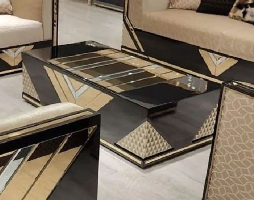 Casa Padrino table basse de luxe or / noir - Table de salon rectangulaire en bois massif - Meuble de salon - Meuble de luxe - Ameublement de luxe Saisonangebot