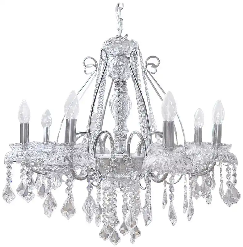 Casa Padrino lustre baroque de luxe en cristal argent Ø 58 cm - Magnifique lustre de salon de style baroque - Lustre d'hôtel - Luminaires baroques en cristal - Intérieur baroque Zertifiziert