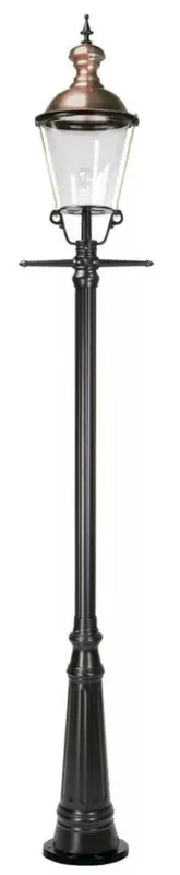 Casa Padrino lanterne de jardin Art Nouveau noir / cuivre 49 x 37 x H. 295 cm - Lampadaire de jardin en aluminium thermolaqué - Eclairage nostalgique - Luminaires nostalgiques Versand Am Gleichen Tag
