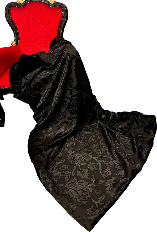 Sichere Zahlung Couverture de luxe Pompöös de Casa Padrino baroque noir motif / noir par Harald Glööckler avec un tissu à motif bouquet noble