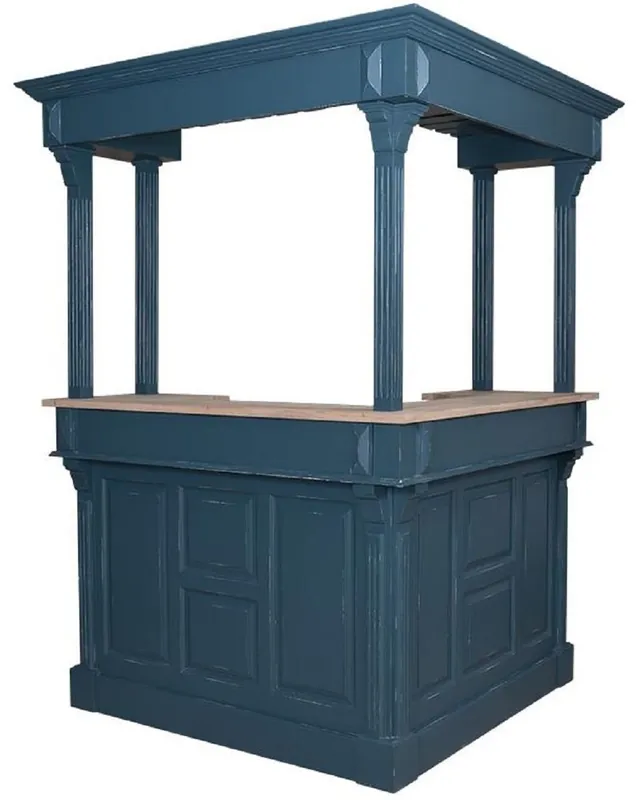 Knallerangebot Casa Padrino comptoir de bar de style campagnard bleu antique / naturelle 148 x 148 x H. 210 cm - Meuble de bar en bois massif - Meuble de bar de style campagnard - Ameublement de style campagnard