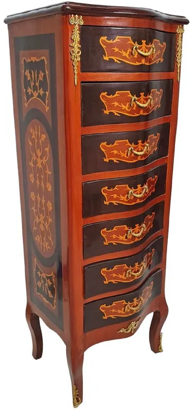 Expressversand Casa Padrino commode baroque avec 7 tiroirs marron / or - Magnifique armoire en bois massif de style baroque - Meuble de salon de style baroque - Meuble baroque