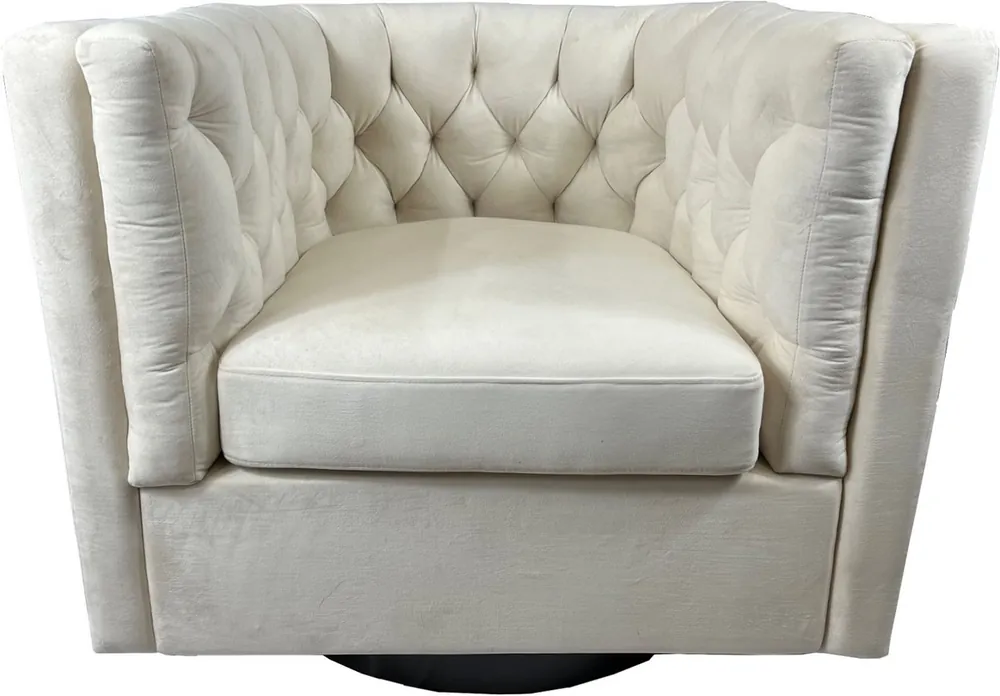 Casa Padrino fauteuil pivotant de luxe en velours crème blanc / noir - Fauteuil de salon - Fauteuil d'hôtel - Meuble de salon - Meuble d'hôtel - Meuble de luxe - Ameublement de salon de luxe Top-Angebot