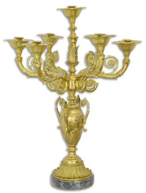 Casa Padrino porte bougie de table baroque de luxe or / noir 61,5 x 61,5 x H. 82 cm - Magnifique porte bougie en bronze de style baroque - Accessoires de décoration baroque - Meuble baroque Neu