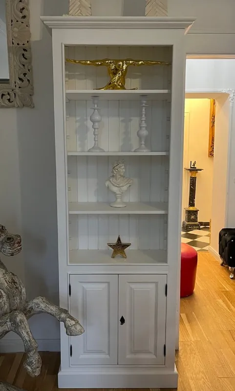 Casa Padrino armoire de style campagnard en bois massif blanc 70 x 35 x H. 210 cm - Armoire étagère - Armoire de salon - Armoire de bureau - Meuble de style campagnard Neue Ware