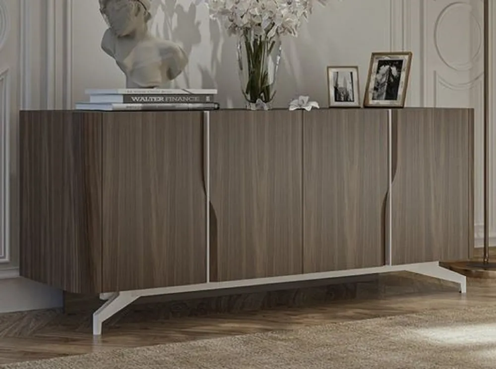 Aktuell Casa Padrino buffet de luxe marron / blanc 220 x 50,8 x H. 87 cm - Armoire en bois massif avec 4 portes - Meuble en bois massif - Meuble de luxe - Ameublement de luxe