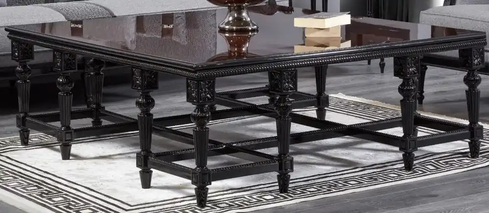 Casa Padrino table basse baroque de luxe marron foncé / noir - Table de salon carrée en bois massif style baroque - Meuble de salon de luxe de style baroque - Meuble baroque - Noble & Magnifique Begrenztes Angebot
