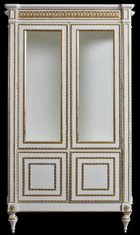 Casa Padrino vitrine baroque de luxe blanc / or - Magnifique vitrine en bois massif avec 4 portes - Meuble de luxe de style baroque - Meuble baroque - Noble & Magnifique Markenprodukt
