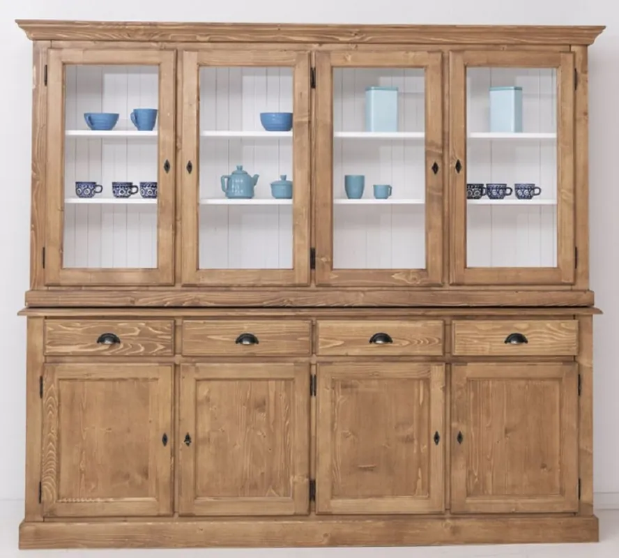 Casa Padrino armoire de salle à manger de style campagnard naturel / blanc 230 x 45 x H. 200 cm - Armoire de cuisine en bois massif - Meuble de salle à manger de style country Online Kaufen