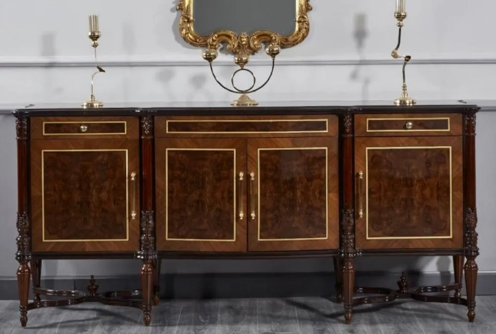 Online Kaufen Casa Padrino buffet baroque de luxe marron foncé / marron - Magnifique armoire en bois massif avec 4 portes et 3 tiroirs - Meuble de luxe de style baroque - Meuble baroque - Ameublement baroque