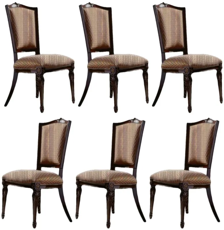 Casa Padrino ensemble de 6 chaises de salle à manger baroque de luxe orange / marron foncé - Magnifiques chaises de salle à manger baroques - Meuble de luxe de style baroque Ausverkauf