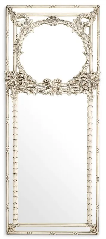Versand Am Gleichen Tag Casa Padrino miroir mural de luxe en acajou blanc antique 95 x 9,5 x H. 229,5 cm - Miroir d'armoire rectangulaire - Miroir de salon - Meuble d'armoire - Meuble de salon - Meuble de luxe