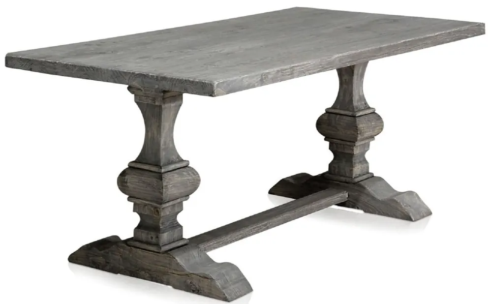 Casa Padrino table à manger de style campagnard gris 180 x 90 x H. 76 cm - Table de cuisine rectangulaire en bois massif en vieux bois non traité - Meuble de salle à manger de style campagnard Must-Have