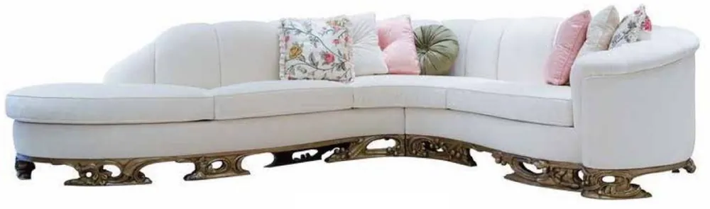 Casa Padrino canapé d'angle baroque de luxe blanc - Magnifique canapé de salon - Meuble de salon de style baroque - Meuble de luxe de style baroque - Noble & Magnifique Schneller Versand