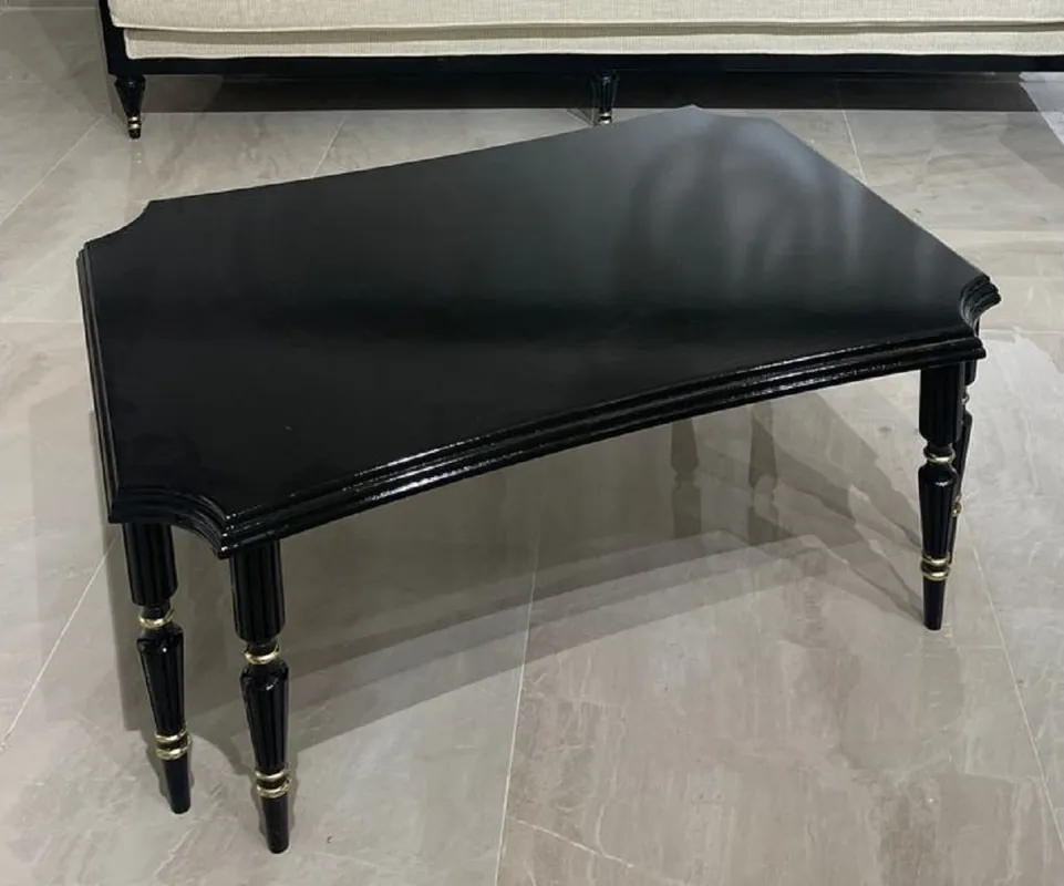 Sichere Zahlung Casa Padrino table basse Art Déco de luxe noir / or - Table de salon rectangulaire - Mobilier de salon - Mobilier Art Déco - Mobilier de luxe - Ameublement de luxe - Ameublement de salon