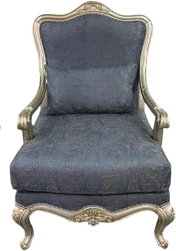 Casa Padrino fauteuil baroque de luxe bleu / argent / or - Magnifique fauteuil de salon - Meuble de salon de style baroque - Meuble de luxe de style baroque - Ameublement baroque Markenware