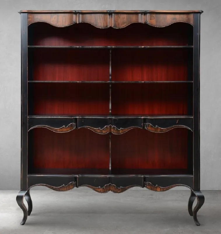 Kracherpreis Casa Padrino armoire à livres baroque de luxe noir antique / marron 176 x 45,5 x H. 207,5 cm - Armoire étagère - Armoire de salon baroque - Armoire de bureau baroque - Meuble baroque