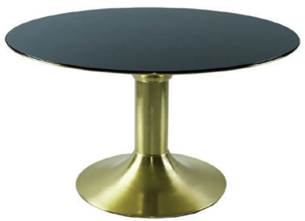Casa Padrino table basse de luxe or / noir Ø 74 x H. 52 cm - Table de salon ronde en métal avec plateau en verre - Meuble de salon - Meuble d'hôtel - Meuble de luxe Must-Have