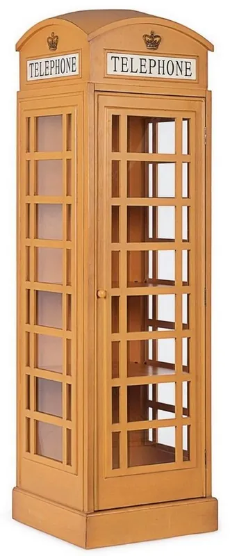 Must-Have Casa Padrino armoire à livres de style campagnard cabine téléphonique beige antique 55 x 51,5 x H. 180 cm - Armoire étagère cabine téléphonique de style anglais - Meuble de style campagnard