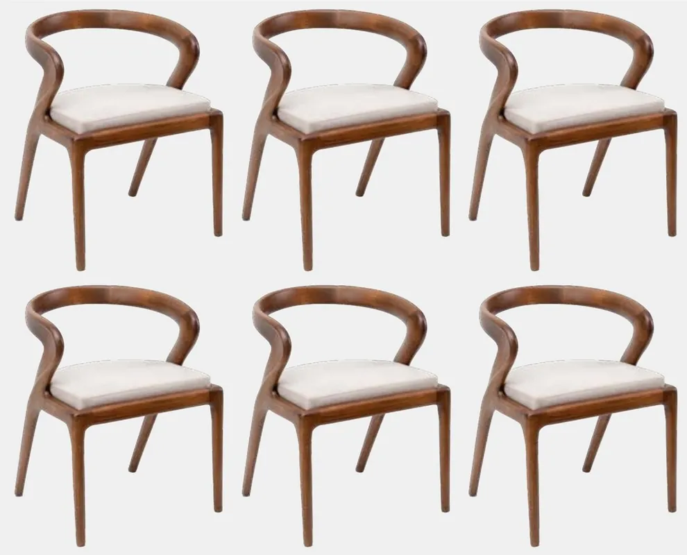 Ausverkauf Casa Padrino ensemble de 6 chaises de salle à manger de luxe marron / gris 57 x 67 x H. 77 cm - Chaises de cuisine en bois massif de luxe - Meuble de salle à manger - Meuble de cuisine de luxe
