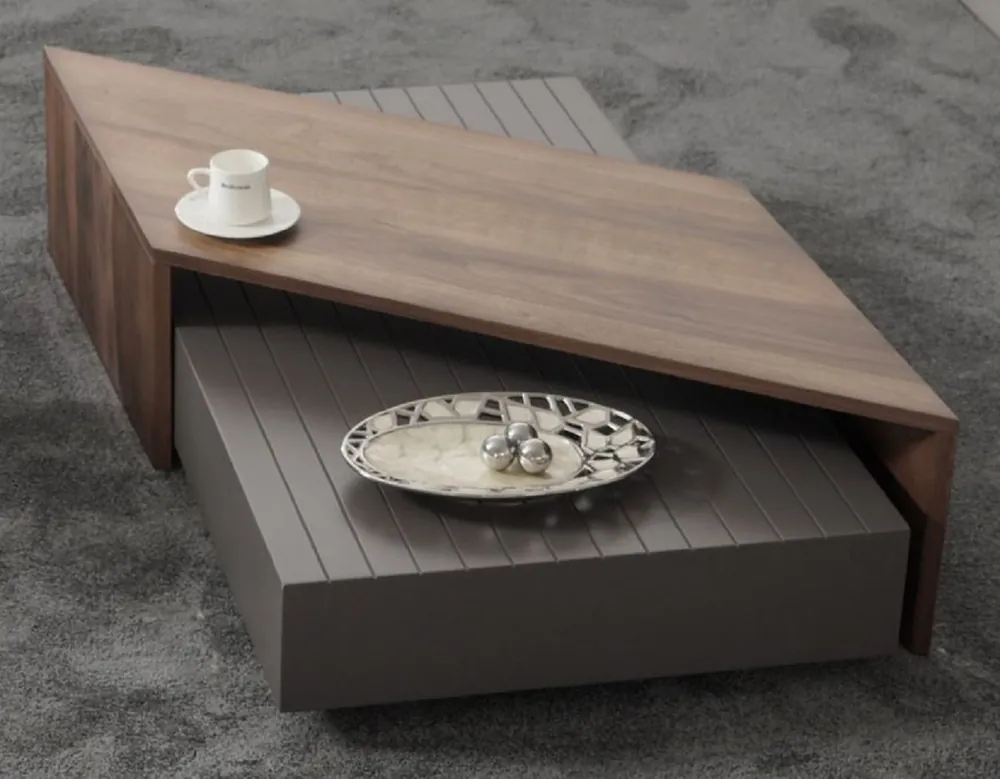 Casa Padrino table basse de luxe marron / gris 130 x 80 x H. 32 cm - Table de salon rectangulaire en bois massif - Meuble de salon - Meuble de luxe - Ameublement de luxe Online Kaufen