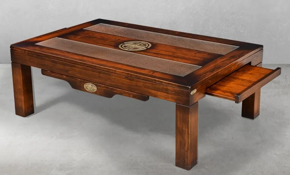 Casa Padrino table basse de style vintage de luxe marron 125 x 80 x H. 45,5 cm - Table basse en bois massif - Meuble de salon de style vintage - Meuble de salon de luxe - Meuble en bois massif Jetzt Bestellen