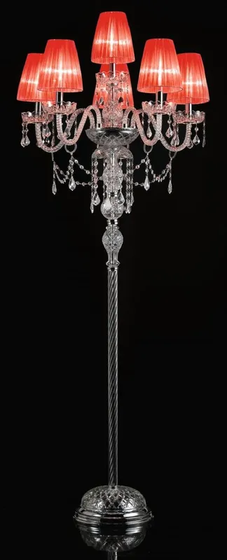 Bestpreis Casa Padrino lampadaire baroque de luxe en cristal argent / rouge Ø 66 x H. 181 cm - Magnifique lampadaire de style baroque avec verre vénitien et verre cristal Swarovski - Fabriqué en Italie