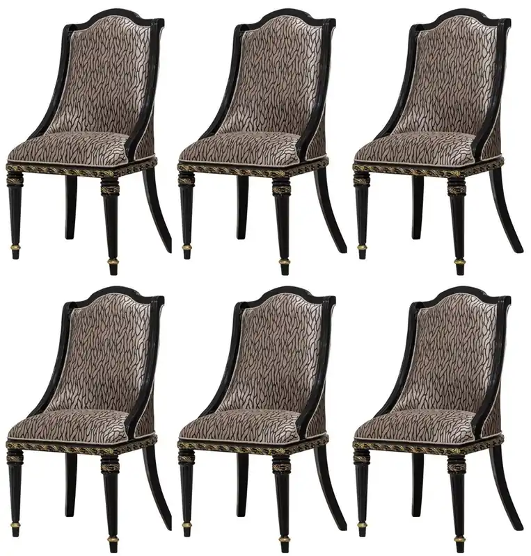Casa Padrino ensemble de 6 chaises de salle à manger baroque de luxe or / noir / or - Chaises de cuisine de style baroque avec motif - Meuble de luxe de style baroque - Meuble baroque Preis Gesenkt