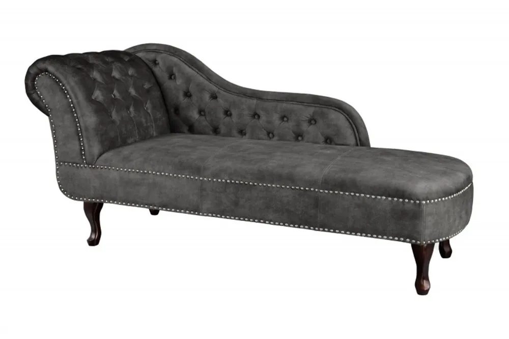 Chaise longue Chesterfield gris foncé / marron de Casa Padrino - canapé lounge de salon Markenware