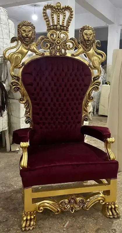 Finale Aktion Casa Padrino fauteuil trône baroque avec tissu velours fin bordeaux rouge / or - Fauteuil royal fait main style baroque - Magnifique fauteuil de mariage - Fauteuil géant de style baroque