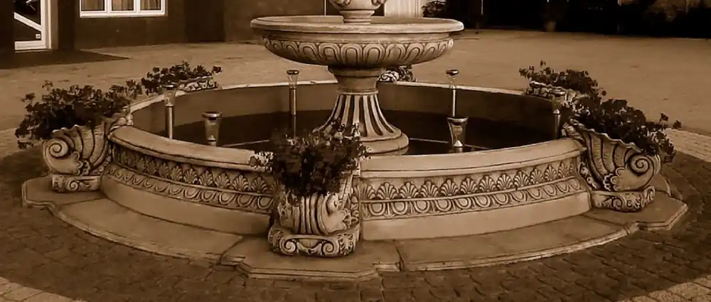 Casa Padrino bordure fontaine baroque gris Ø 545 x H. 58 cm - Magnifique bordure de fontaine de jardin - Bordure de fontaine style baroque - Décoration de jardin de style baroque Neue Ware