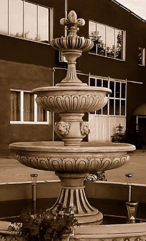 Casa Padrino fontaine baroque gris Ø 150 x H. 280 cm - Magnifique fontaine de jardin style baroque - Fontaine ronde en pierre de décoration de jardin - Accessoires de décoration de jardin baroque Expressversand