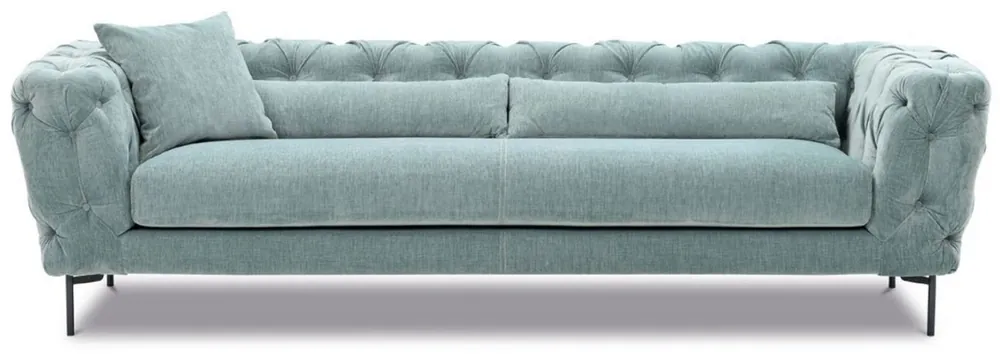 Kracherpreis Casa Padrino canapé Chesterfield de luxe 3 places turquoise / noir 258 x 99 x H. 83 cm - Canapé de salon - Canapé d'hôtel - Meubles de salon - Meubles Chesterfield - Meuble de luxe