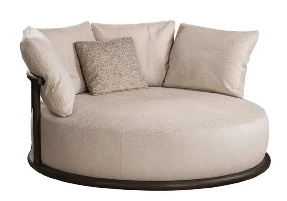 Rabatt Casa Padrino fauteuil de luxe beige / marron foncé Ø 120 x H. 90 cm - Fauteuil de salon rond - Fauteuil d'hôtel - Mobilier de salon - Mobilier d'hôtel - Mobilier de luxe - Ameublement de luxe