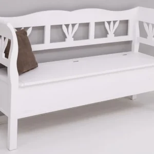 Abverkauf Casa Padrino banc style campagnard blanc 163 x 48 x H. 92 cm - Banc en bois massif avec espace de rangement - Meuble en bois massif - Meuble style campagnard