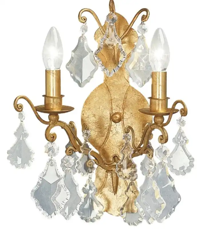 Casa Padrino applique murale double baroque de luxe or antique 35 x 16 x H. 40 cm - Applique élégante en cristal - Applique de salon de style baroque - Luminaires baroques - Fabriqué en Italie Super-Preis