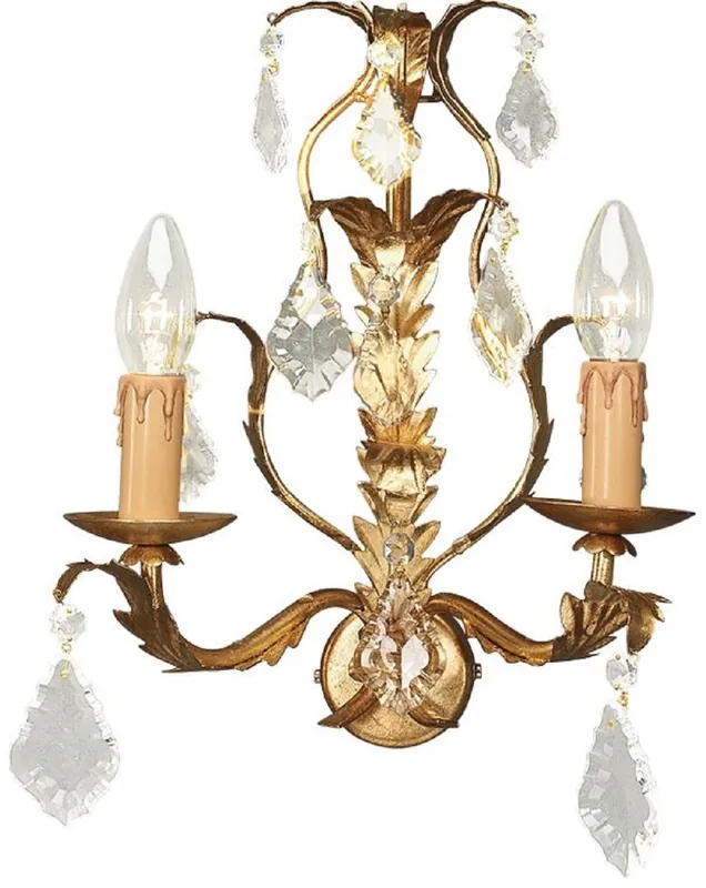 Schneller Versand Casa Padrino applique murale double baroque de luxe or antique 28 x 17 x H. 34 cm - Applique élégante en cristal - Applique de salon de style baroque - Luminaires baroques - Fabriqué en Italie