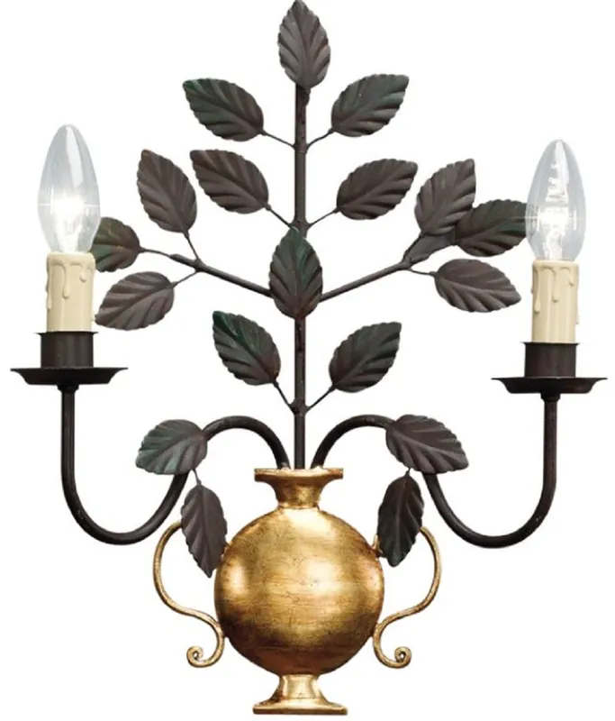 Preisknaller Casa Padrino applique murale double baroque de luxe noir / or 33 x 14 x H. 40 cm - Applique élégante en cristal - Applique de salon de style baroque - Luminaires baroques - Fabriqué en Italie