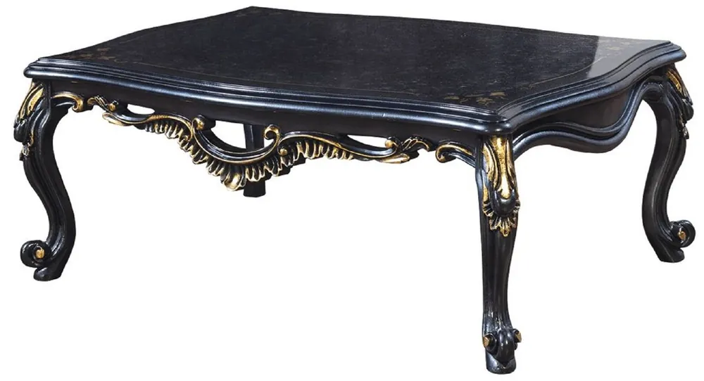 Bestpreis Casa Padrino table basse baroque de luxe bleu / or - Table de salon de style baroque fait main - Meuble de salon de style baroque - Meuble baroque - Meuble de luxe de style baroque
