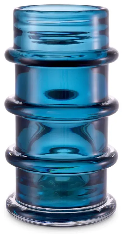 Casa Padrino vase en verre de luxe bleu Ø 16 x H. 29,5 cm - Vase fleur soufflé bouche - Vase fleur décoratif rond - Accessoires décoratif - Vases déco en verre - Accessoires de luxe Geprüft