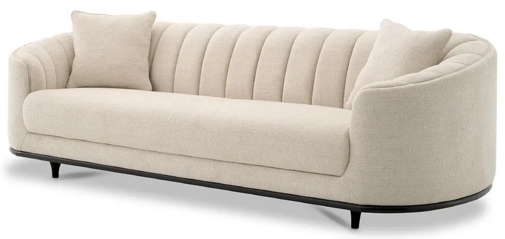 Nur Heute Casa Padrino canapé de luxe beige / noir 240 x 96 x H. 74,5 cm - Canapé de salon avec 2 coussins - Meuble de salon - Meuble de luxe - Ameublement de salon - Ameublement de luxe - Qualité de luxe