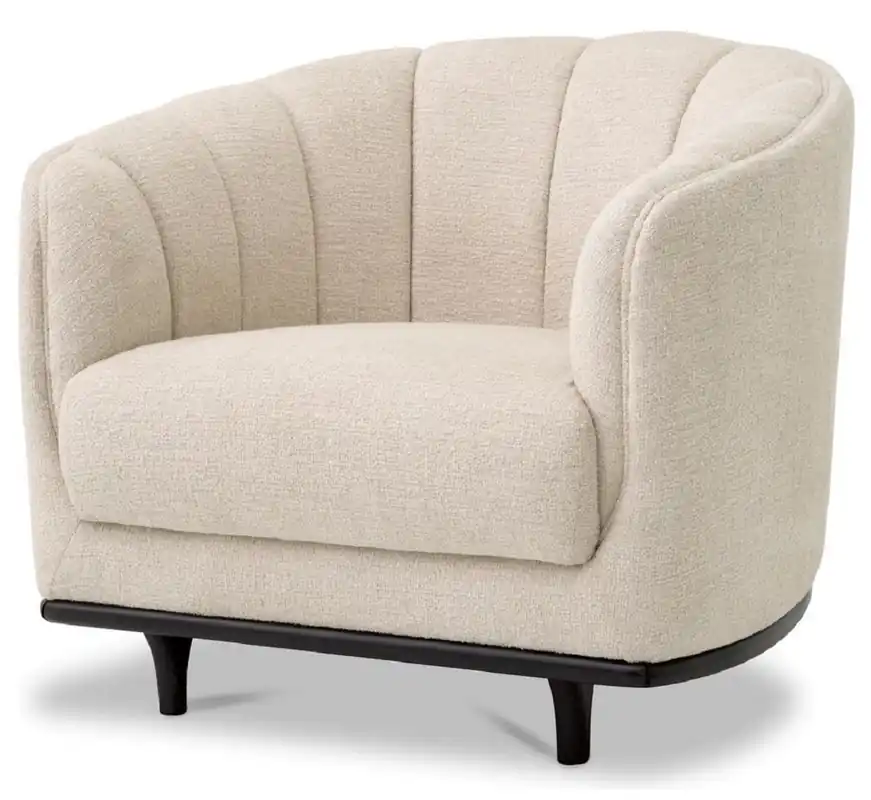 Direkt Vom Hersteller Casa Padrino fauteuil de luxe beige / noir 87 x 86 x H. 74,5 cm - Fauteuil de salon - Fauteuil d'hôtel - Meuble de salon - Meuble d'hôtel - Meuble de luxe - Ameublement de salon de luxe