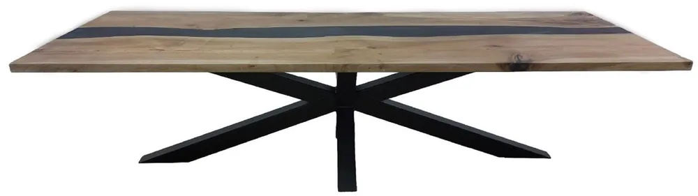 Neu Casa Padrino table à manger de luxe en bois massif naturel / noir 240 x 100 x H. 78 cm - Table de cuisine rectangulaire - Meuble de salle à manger - Meuble en bois massif - Meuble de luxe